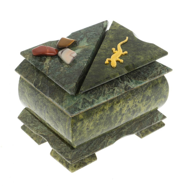 Шкатулка &quot;Оригинал&quot; из змеевика 11,5х8,5х8,5 см
