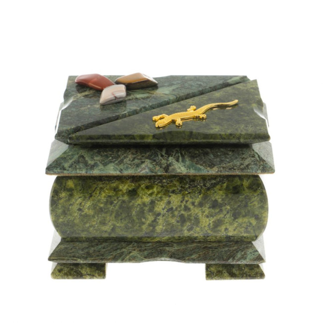 Шкатулка &quot;Оригинал&quot; из змеевика 11,5х8,5х8,5 см