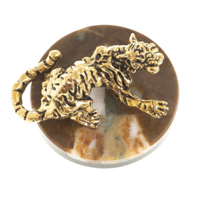 Фигурка &quot;Рычащий тигр&quot; камень офиокальцит коричневый