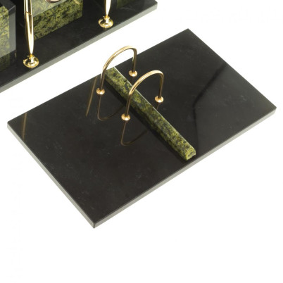 Письменный набор &quot;Канцелярский&quot; с часами камень змеевик