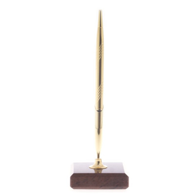 Ручка металлическая на подставке из коричневого обсидиана 7х7 см