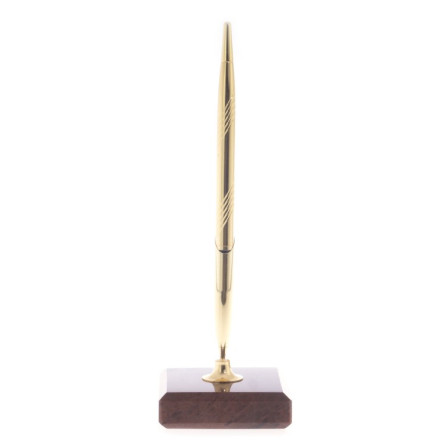 Ручка металлическая на подставке из коричневого обсидиана 7х7 см