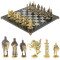 Шахматы подарочные "Богатыри" из змеевика и серого мрамора 44х44 см
