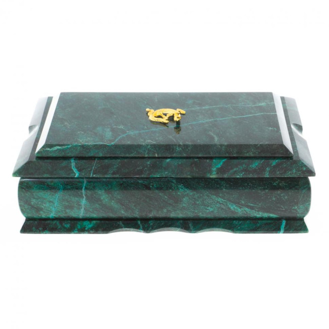 Каменная шкатулка из змеевика 21х13х7,5 см