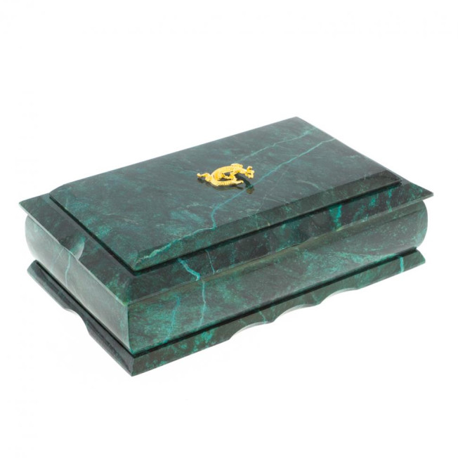 Каменная шкатулка из змеевика 21х13х7,5 см
