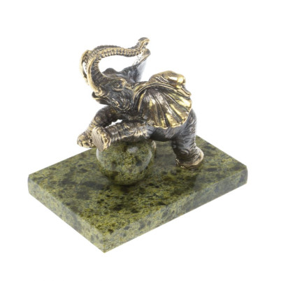 Статуэтка &quot;Слон с шаром цирк&quot; бронза змеевик