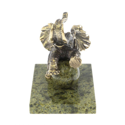 Статуэтка &quot;Слон с шаром цирк&quot; бронза змеевик