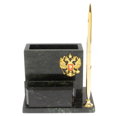 Карандашница с визитницей из шабровского змеевика