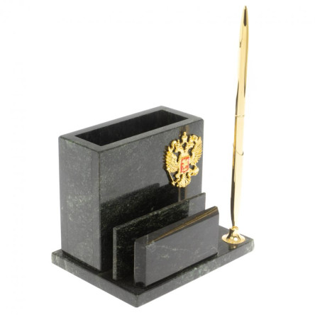 Карандашница с визитницей из шабровского змеевика