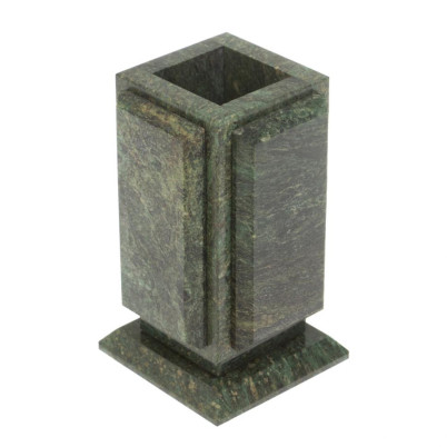 Карандашница с накладками из шабровского змеевика 7х7х10,5 см