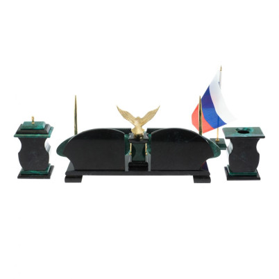 Настольный набор "Орел" из змеевика с бюваром