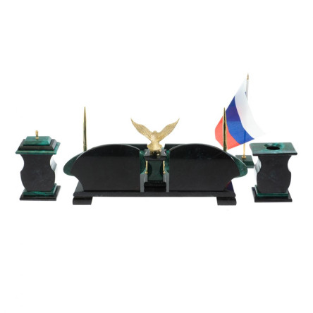 Настольный набор "Орел" из змеевика с бюваром