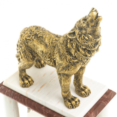 Часы настольные &quot;Волк&quot; лемезит, мрамор