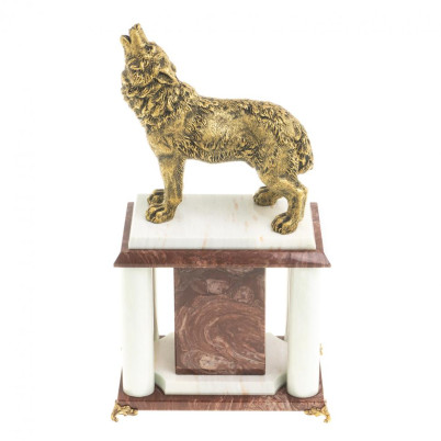 Часы настольные &quot;Волк&quot; лемезит, мрамор