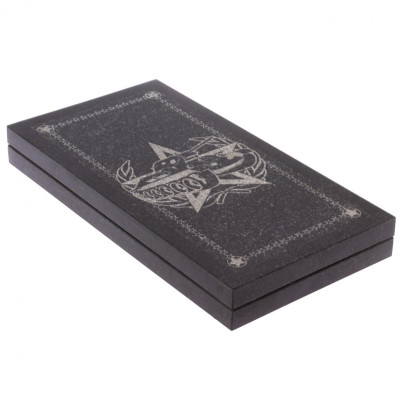 Нарды с гравировкой &quot;Танк / Роза ветров&quot; из гранита