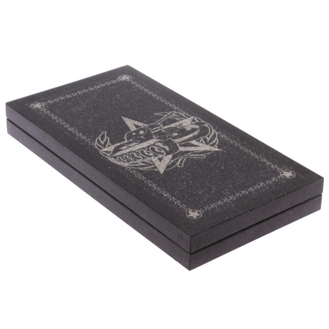 Нарды с гравировкой &quot;Танк / Роза ветров&quot; из гранита