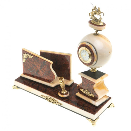 Письменный мини-набор "Святой Георгий" камень мрамор