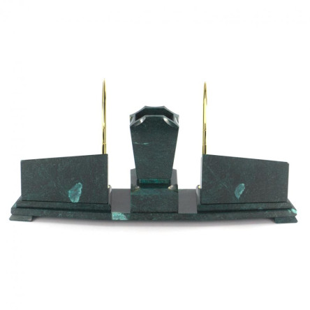 Настольный набор "Бюрократ" с часами из змеевика