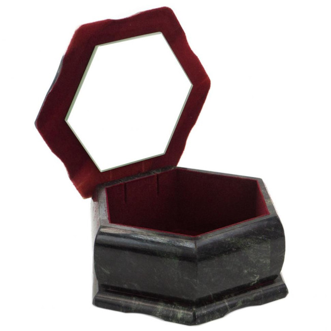 Шкатулка с мозаикой "Шесть граней" из камня 14,5х12,5х7 см