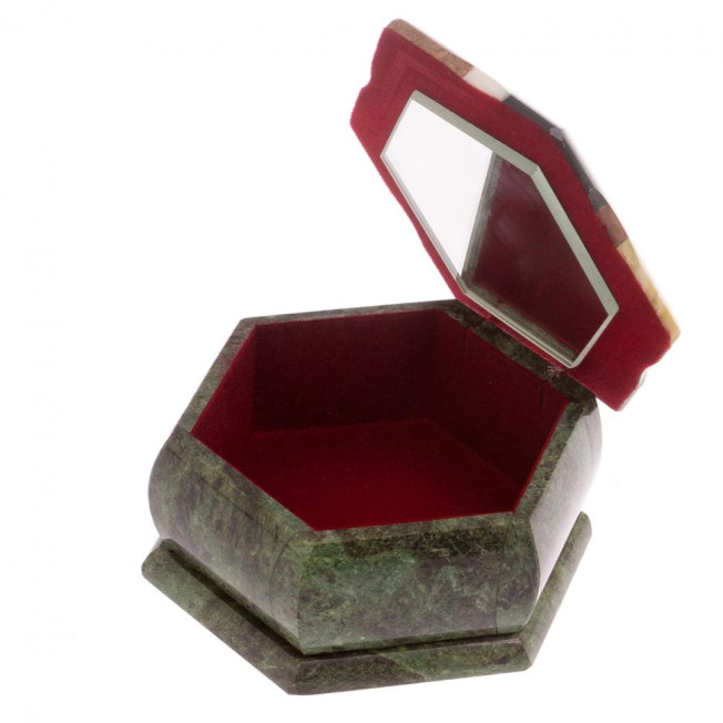 Шкатулка с мозаикой "Шесть граней" из камня 14,5х12,5х7 см