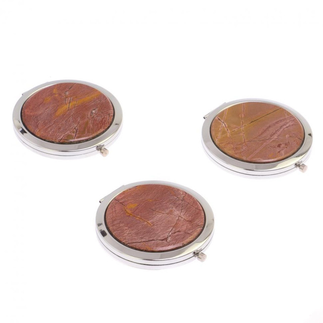 Зеркало круглое из яшмы цвет серебро