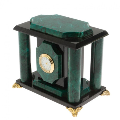 Часы из шабровского змеевика 17х12х17 см