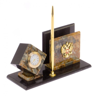 Письменный набор &quot;Герб РФ&quot; камень офиокальцит