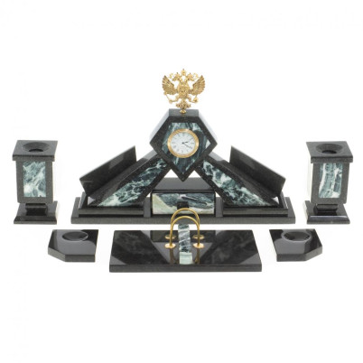 Письменный набор &quot;Герб РФ&quot; камень офиокальцит