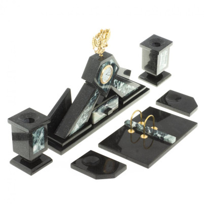 Письменный набор &quot;Герб РФ&quot; камень офиокальцит