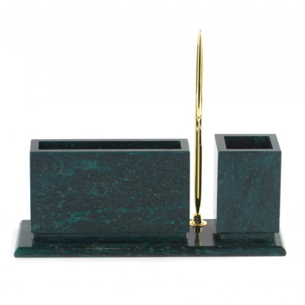 Письменный мини-набор "Герб России" камень змеевик