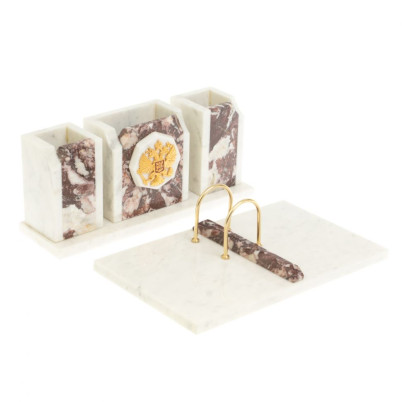 Письменный набор &quot;Грани&quot; с гербом камень креноид