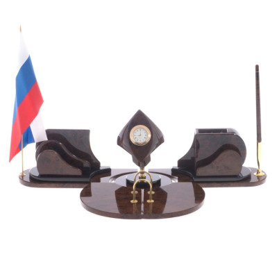 Письменный прибор &quot;Лидер&quot; камень обсидиан коричневый