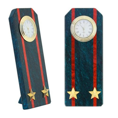 Подарочные часы "Погон подполковник ВС" камень змеевик