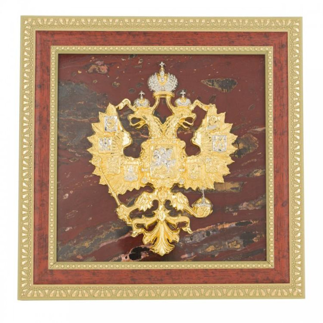 Панно "Герб России" яшма багет