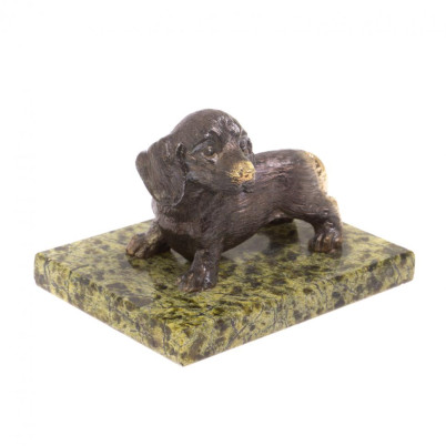 Статуэтка из бронзы &quot;Такса&quot; змеевик