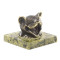 Настольная фигурка из бронзы "Кот улыбка" камень змеевик