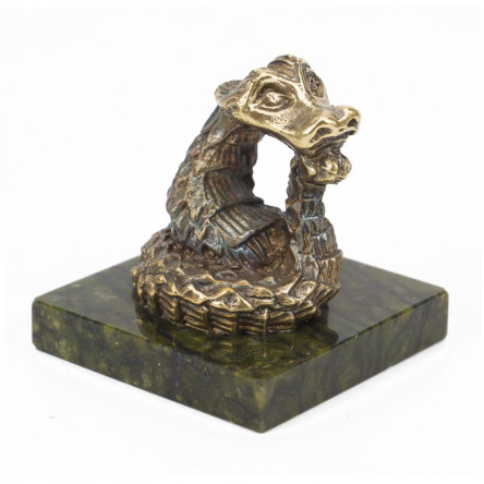 Статуэтка из бронзы на подставке из змеевика "Удав"