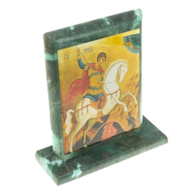 Икона &quot;Св. Георгий Победоносец&quot; змеевик 15х5х15,5 см