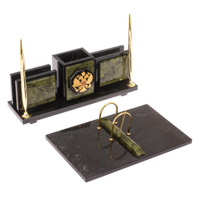 Настольный набор &quot;Офисный&quot; камень змеевик