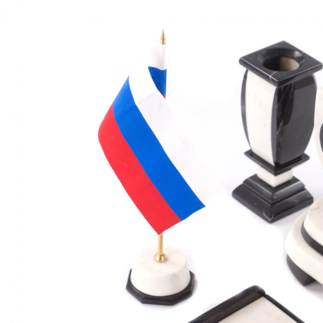Настольный набор из мрамора &quot;Престиж&quot; с символикой России