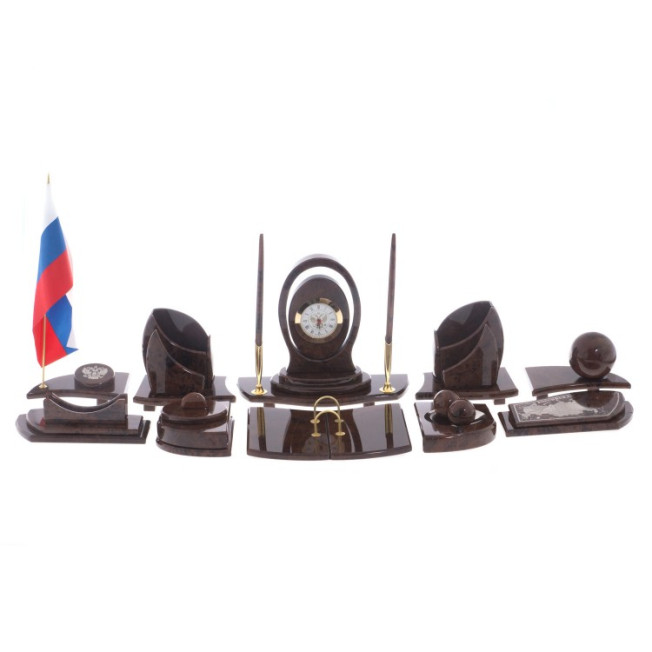 Настольный прибор &quot;Авангард&quot; камень обсидиан