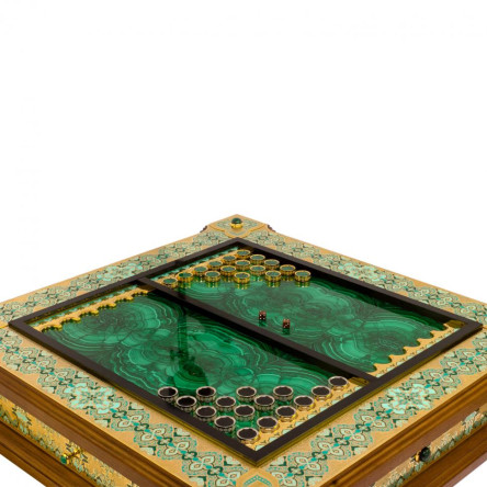 Нарды "Орнамент" камень малахит Златоуст