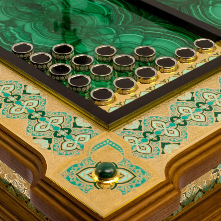 Нарды "Орнамент" камень малахит Златоуст