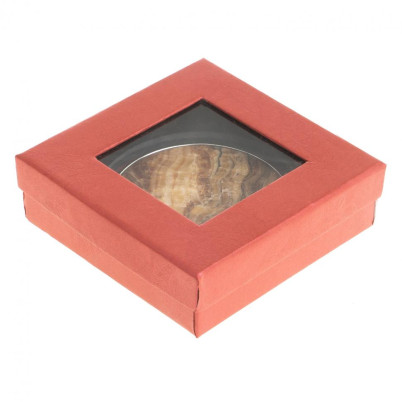 Зеркало круглое из камня оникс цвет серебро