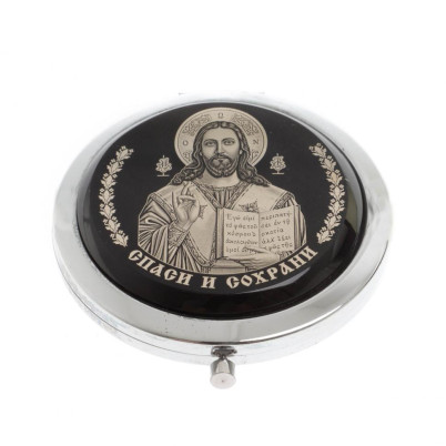 Зеркало с иконой &quot;Спаси и сохрани&quot; из черного обсидиана