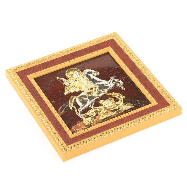 Панно "Георгий Победоносец" яшма багет