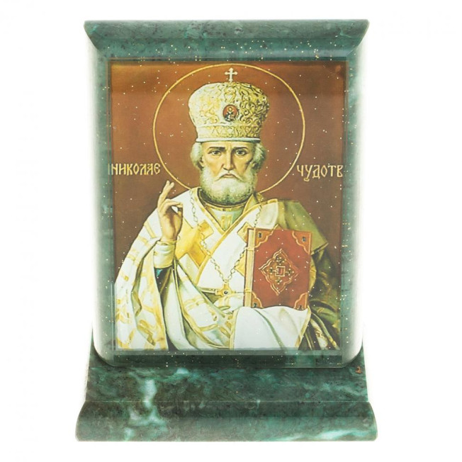 Икона &quot;Николай Чудотворец&quot; змеевик 8х4х9,5 см