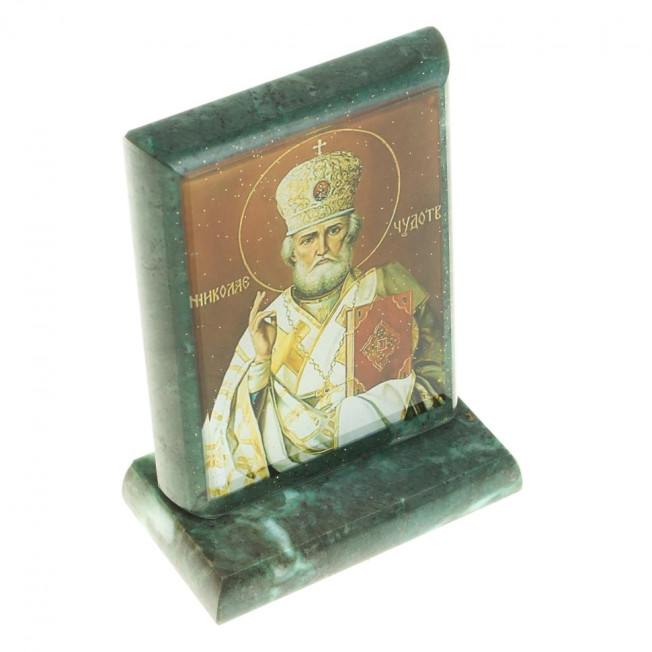 Икона &quot;Николай Чудотворец&quot; змеевик 8х4х9,5 см