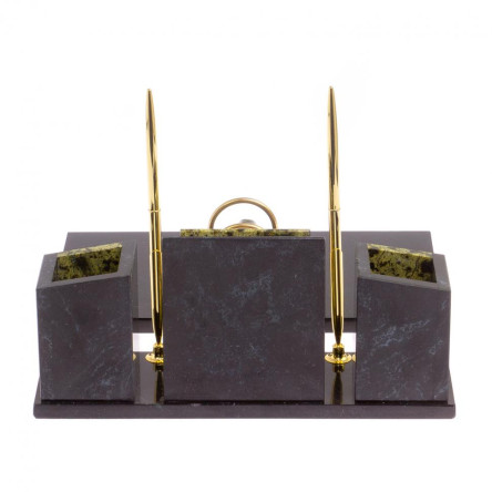 Письменный набор "Канцелярский" с гербом камень змеевик