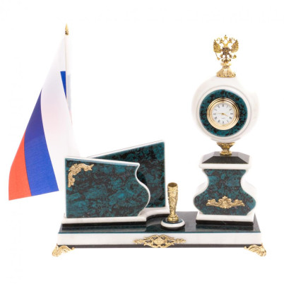 Письменный прибор &quot;Герб РФ&quot; из мрамора